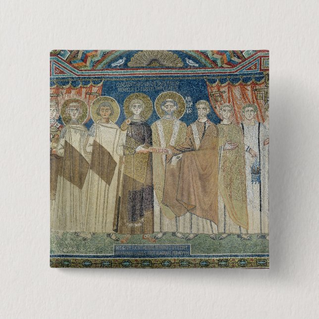 The Emperor Constantine IV grants tax immunity 15 Cm Square Badge (Front)