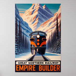 The Empire Builder Vintage Train Poster