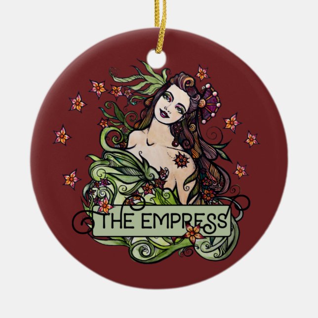 The Empress Tarot Card Ceramic Tree Decoration (Front)