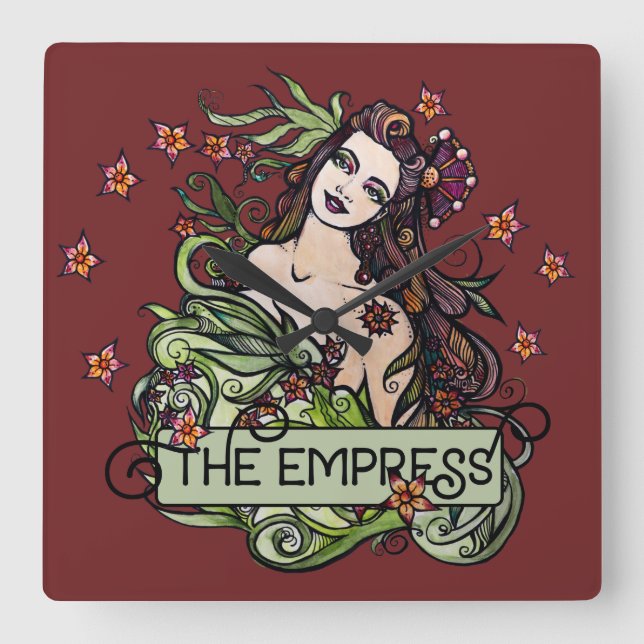 The Empress Tarot Card Square Wall Clock (Front)