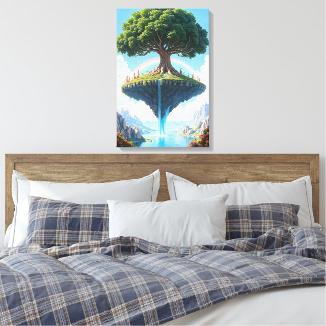 The Enchanted Floating Isle Canvas Print (Insitu(Bedroom))