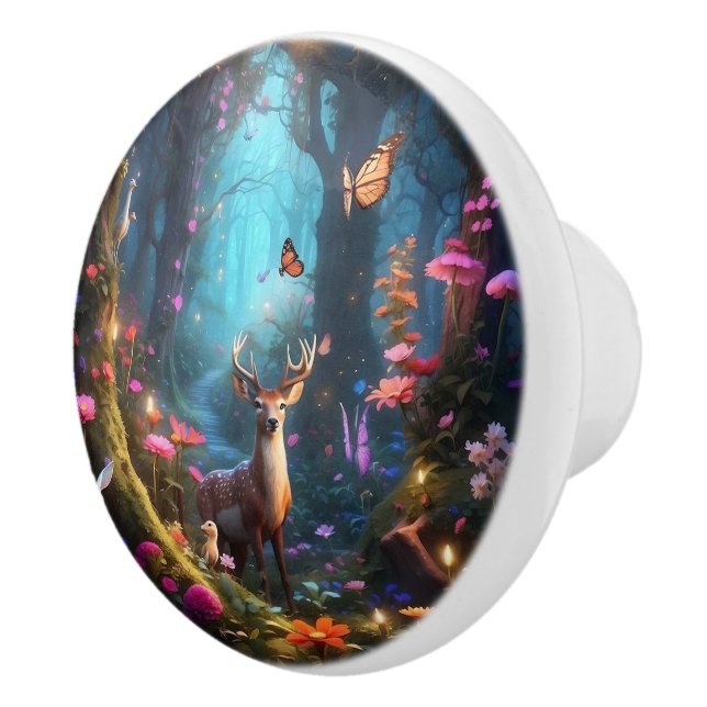 The Enchanted Forest a Mystical Oasis Ceramic Knob (Right)