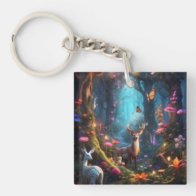 The Enchanted Forest a Mystical Oasis Key Ring (Front)