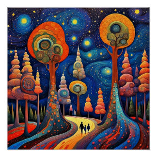 The Enchanted Forest in Starlight Poster