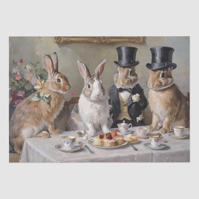The Enchanted Hare's Tea Soiree Decoupage Tissue Paper (Front)