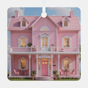 The Enchanted Rose pink house Metal Tree Decoration