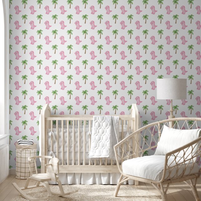 The Enchanting Pink Jungle Dinosaur  Wallpaper (Kids)