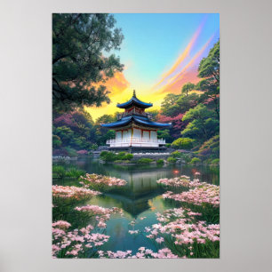 The Enchanting White-Walled Japanese Temple Poster