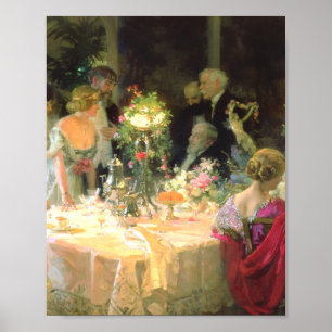 The End Of Dinner 1913 By Jules Alexandre Grun Poster