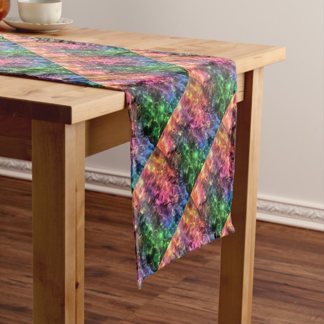 The End Of The Rainbow Bizarre Abstract Art Short Table Runner (In Situ)