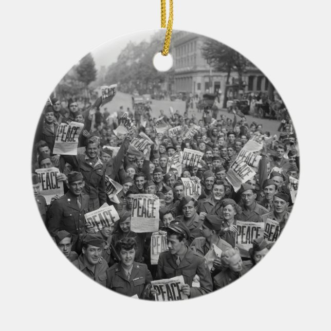 The End of WW2 Ceramic Tree Decoration (Front)