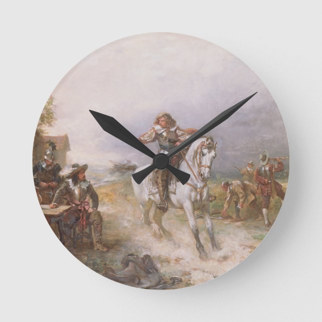 The Enemy Approaches (oil on canvas) Round Clock (Front)