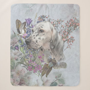 The English Setter Portrait , art Sherpa Blanket