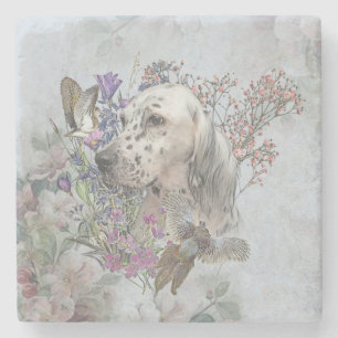 The English Setter Portrait , art Stone Coaster