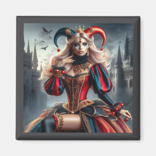 "The Enigmatic Jester Queen – Magnet Art"