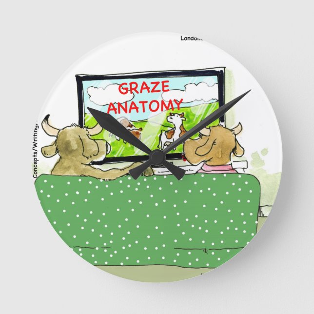 The Entertaining Cows Funny Round Clock (Front)
