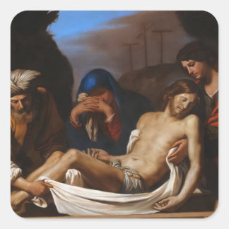 The Entombment by Guercino Religious Art Square Sticker