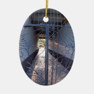 The entrance to the apartment building ceramic tree decoration