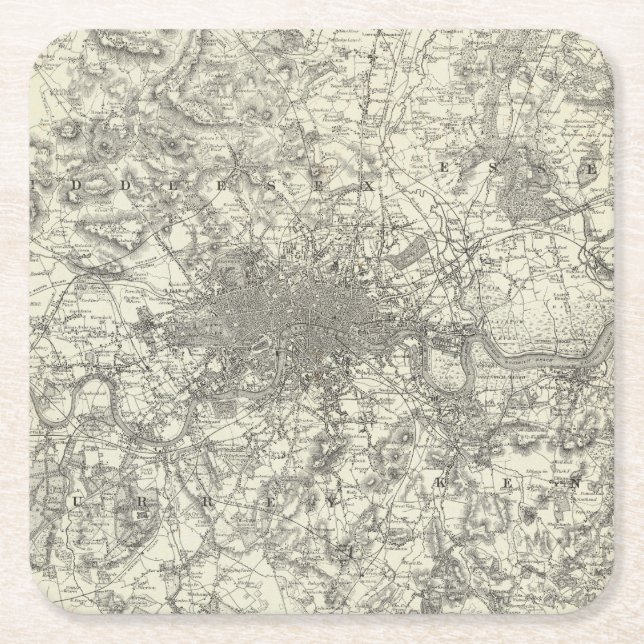 The Environs Of London Square Paper Coaster (Front)