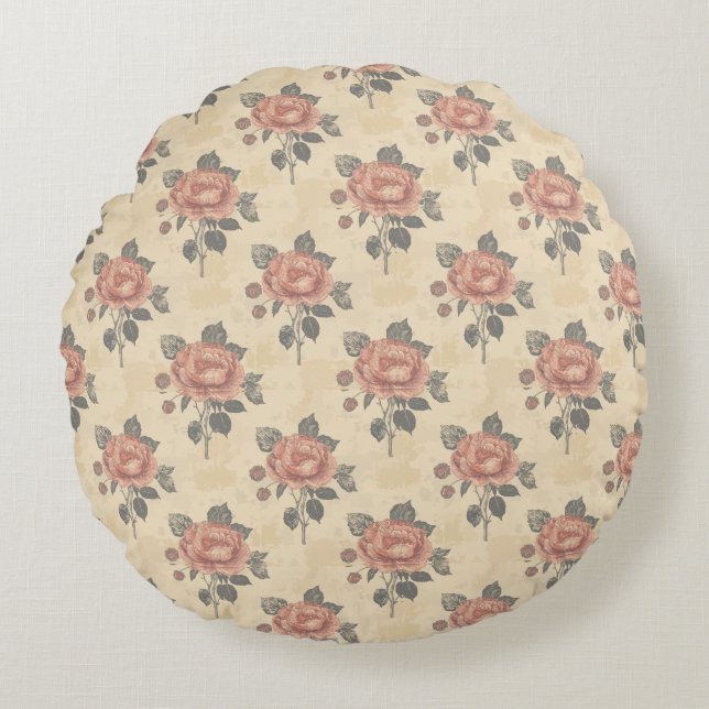 The essence of blooming grace pattern round cushion (Front)