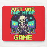 The Eternal Gamer Mouse Pad<br><div class="desc">Perfect for the dedicated gamer who can't resist one more round. Featuring a cool skeleton setup,  this design captures the ultimate gaming addiction in a fun,  retro style. A must-have for every PC and console enthusiast!</div>