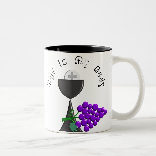 The Eucharist Chalice & Communion Host Gifts Two-Tone Coffee Mug (Right)
