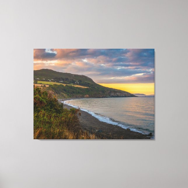 The Evening Glow of Greystones Coast Canvas Print (Front)