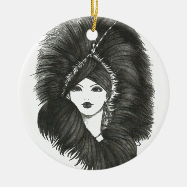 The Evening Lady Ceramic Tree Decoration (Front)