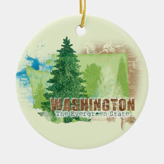 The Evergreen State Ceramic Tree Decoration (Front)