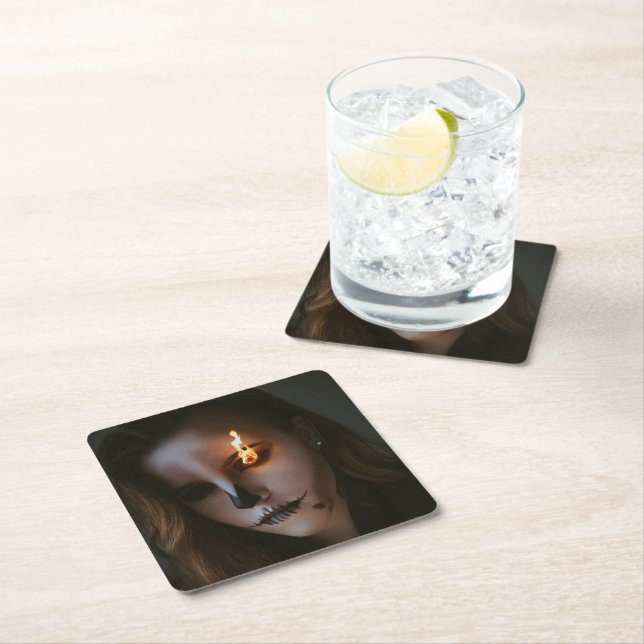 the evil one Halloween Paper Coaster (Insitu)