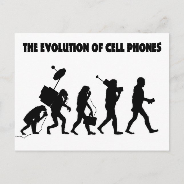 The Evolution Of Cell Phones Postcard (Front)