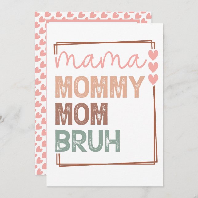The Evolution of Mum: From Mama to Bruh Holiday Card (Front/Back)