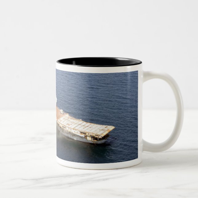 The ex-Oriskany, a decommissioned aircraft carr Two-Tone Coffee Mug (Right)