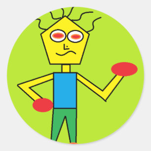 the excited dude classic round sticker