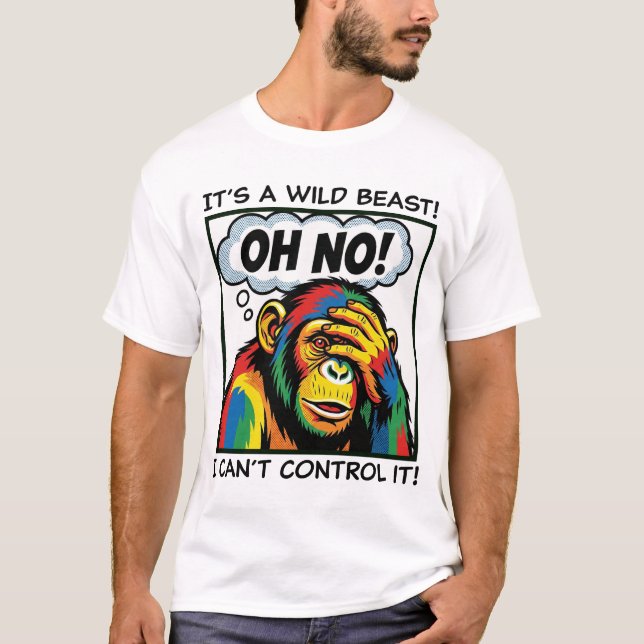 The Existential Chimp: Serious Primate Face T-Shi T-Shirt (Front)