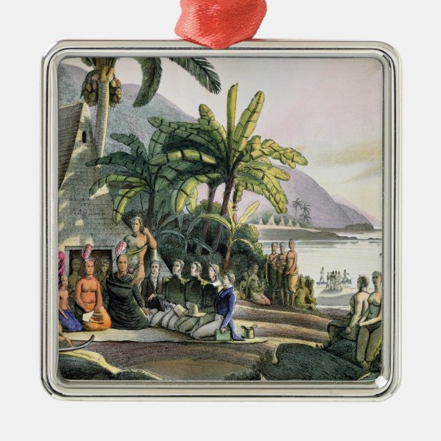 The Expedition Party and King Kamehameha I Metal Tree Decoration (Front)