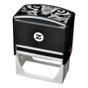 The expressive look of a domestic cat self-inking stamp