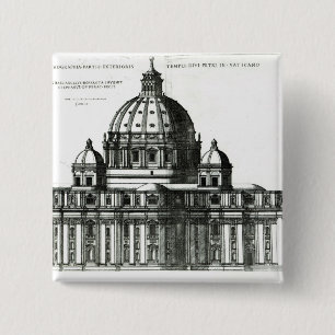 The Exterior of St. Peter's Basilica in Rome 15 Cm Square Badge