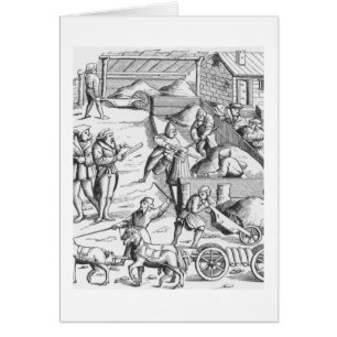 The extraction of metals, after a woodcut in 'Cosm