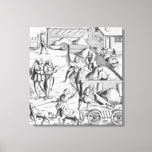 The extraction of metals, after a woodcut in 'Cosm Canvas Print