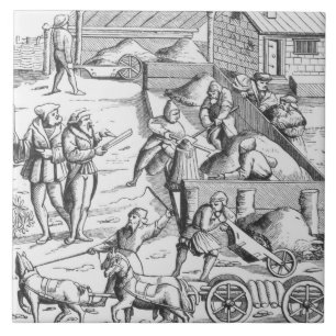 The extraction of metals, after a woodcut in 'Cosm Tile