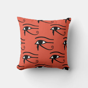 The Eye of Horus Pattern Orange Red Background Cushion
