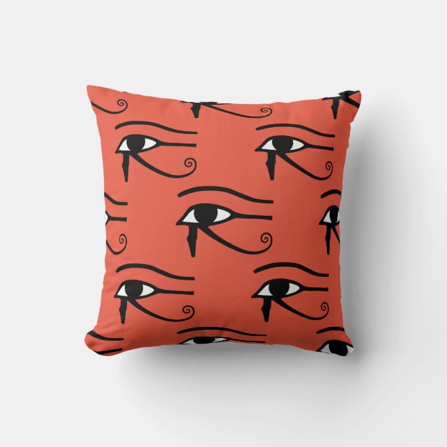 The Eye of Horus Pattern Orange Red Background Cushion (Front)