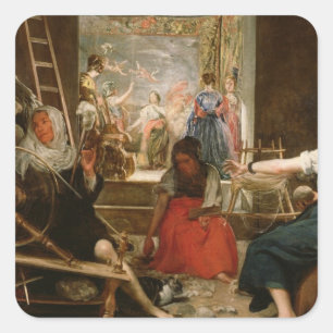 The Fable of Arachne, or The Spinners, c.1657 (oil Square Sticker