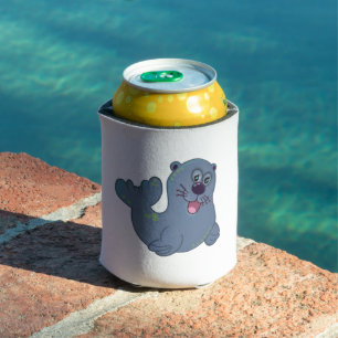 The Fabric Seal At Zazzle Mascot Logo Character Can Cooler