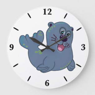 The Fabric Seal At Zazzle Mascot Logo Character Large Clock
