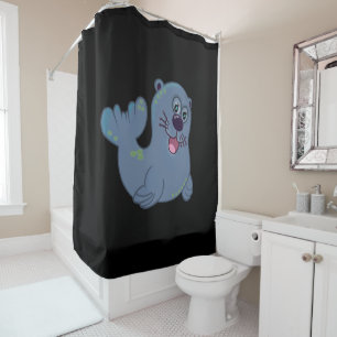 The Fabric Seal At Zazzle Mascot Logo Character Shower Curtain