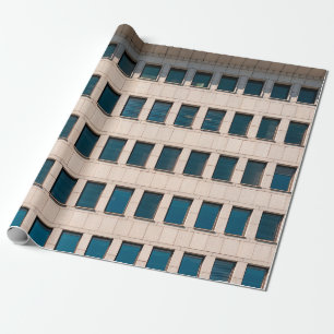 The facade of the modern building with rectangular wrapping paper