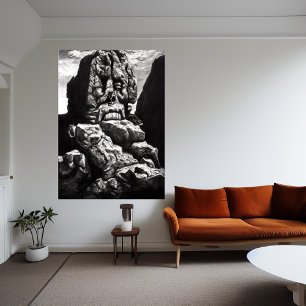 The face in the mountain    AI Art  Poster