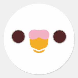 The face of a albino budgie classic round sticker